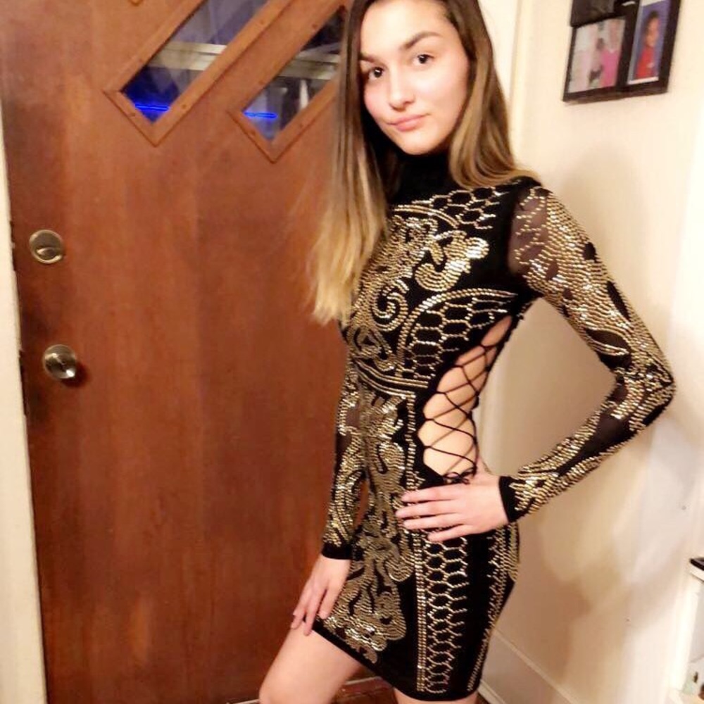 Fashion nova studded lace up dress